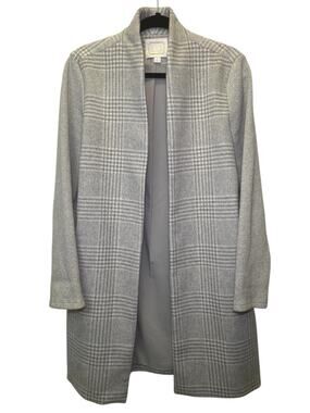 Sail to Sable Heather Grey Open Front Glen Plaid Cardigan Jacket Sz Large